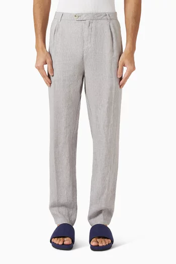Tapered Pleated Pants in Linen