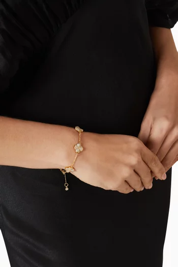 Spade Flower Pave Scatter Bracelet in Gold-tone Brass