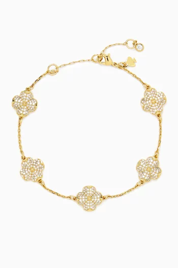 Spade Flower Pave Scatter Bracelet in Gold-tone Brass