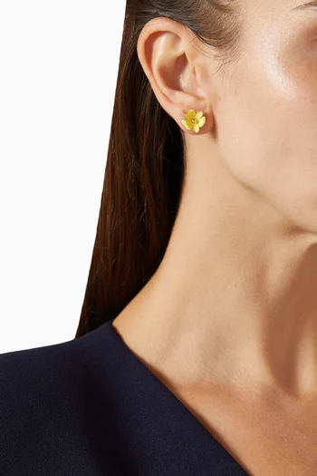 Golden Bloom Flower Earrings in Gold-tone Brass