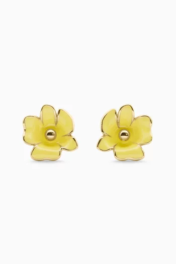 Golden Bloom Flower Earrings in Gold-tone Brass