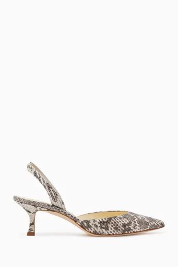 Carolyne 50 Slingback Pumps in Snake Leather