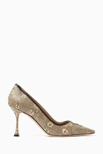 Berry 90 Pumps in Lizard-print Leather