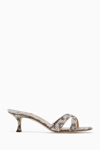 Callamu 50 Mule Sandals in Snake Leather