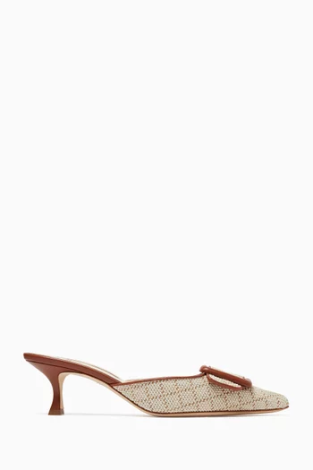 Maysalebi 50 Mules in Raffia & Leather