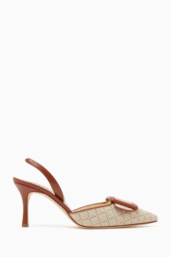 Mayslibi 70 Slingback Mules in Raffia & Leather