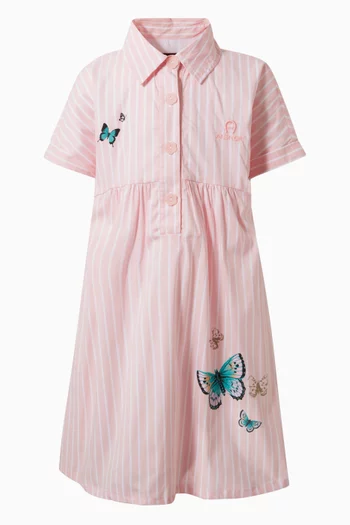 Striped Shirt Dress in Cotton-poplin