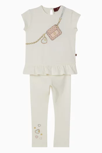 Graphic-print T-shirt & Leggings in Cotton