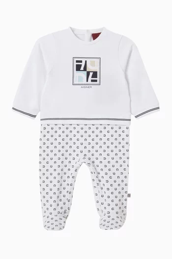 Logo-print Sleepsuit in Pima Cotton
