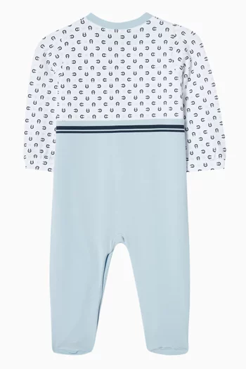 Logo Print Pyjama Onesie in Cotton