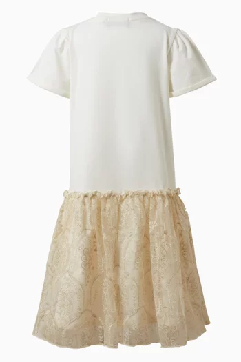 Logo-print Dress in Cotton & Lace