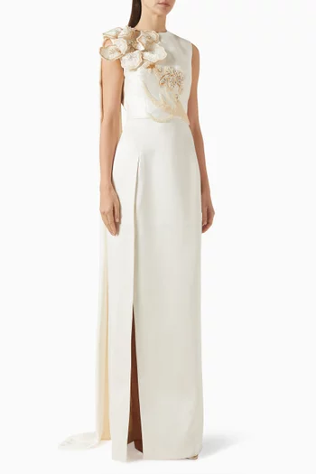 Flower Appliqué Maxi Dress