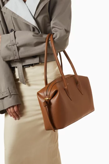 Brioche Duffle Shoulder Bag in Grained Leather
