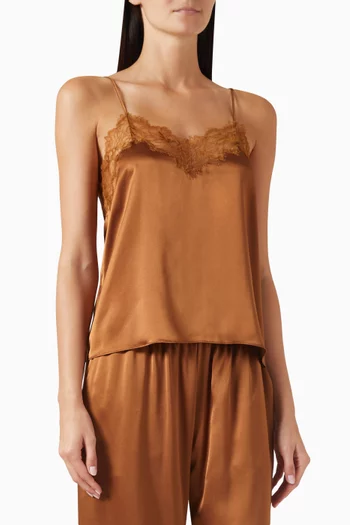 Bobbi Lace-trim Cami Top in Silk