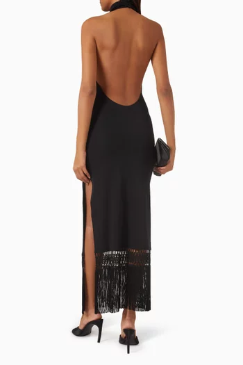 Alba Open-back Fringe Dress
