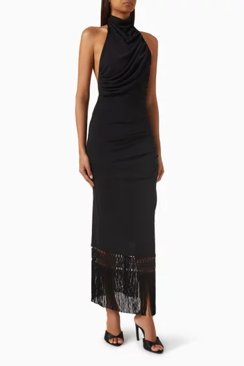 Alba Open-back Fringe Dress