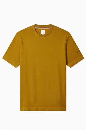 Integrated Rib Detail T-shirt in Cotton