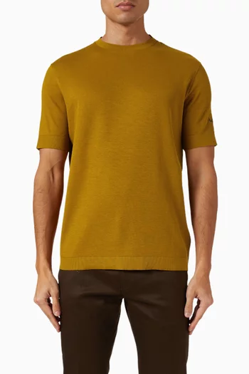 Integrated Rib Detail T-shirt in Cotton