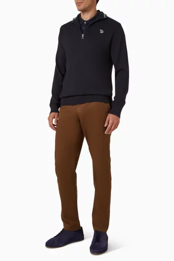 Half Zip Zebra Logo Sweater in Cotton
