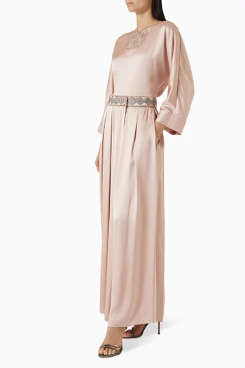 Bead-embellished Pleated Skirt in Silk