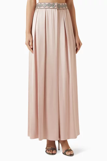 Bead-embellished Pleated Skirt in Silk