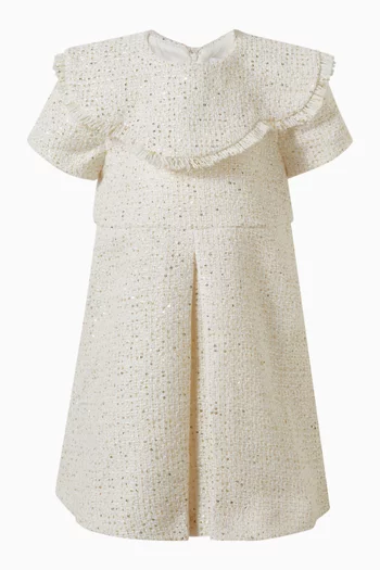Fringe-trim Dress in Tweed