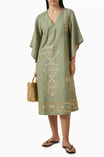 Embroidered Midi Dress