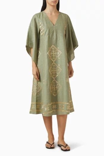 Embroidered Midi Dress