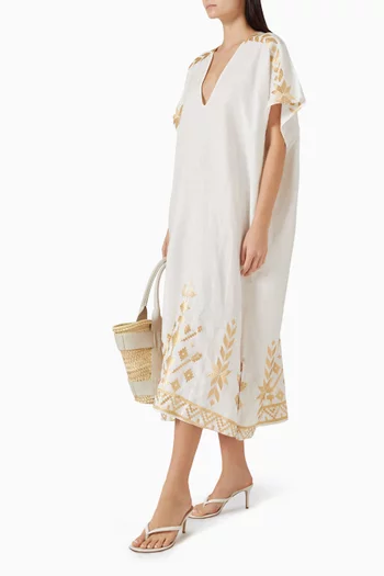 Embroidered Midi Dress