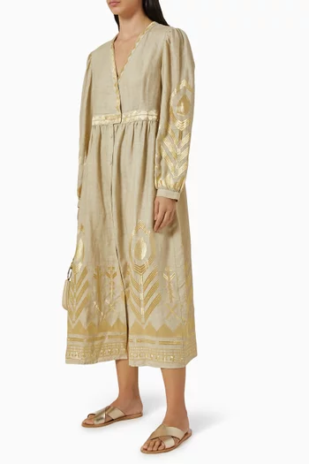 Embroidered V-neck Dress
