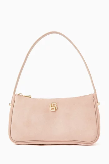 Double B Monogram Shoulder Bag in Suede