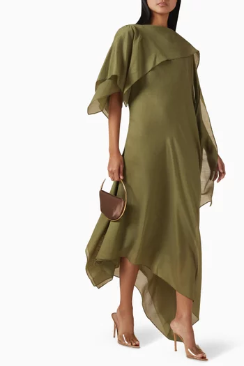 Scarf Drape Midi Dress