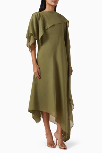 Scarf Drape Midi Dress