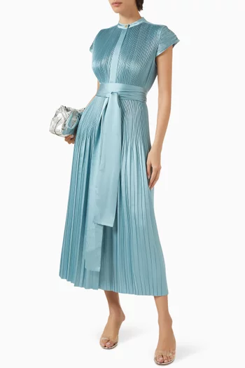 Phare Pleated Dress in Satin