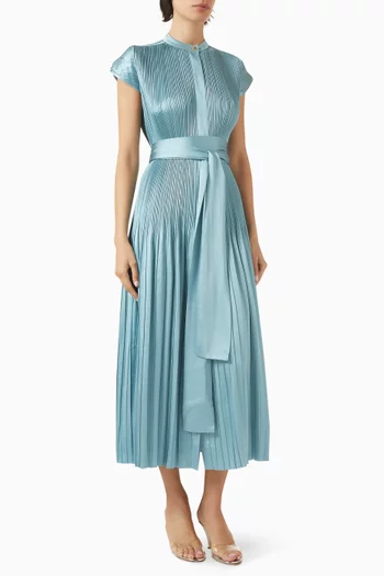 Phare Pleated Dress in Satin