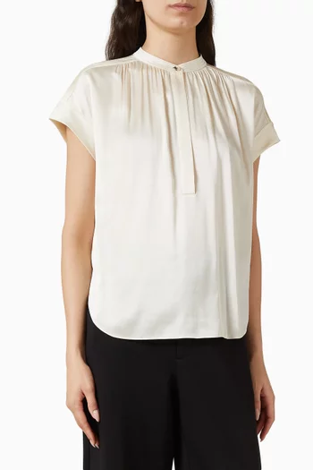 Gathered-neck Blouse in Silk