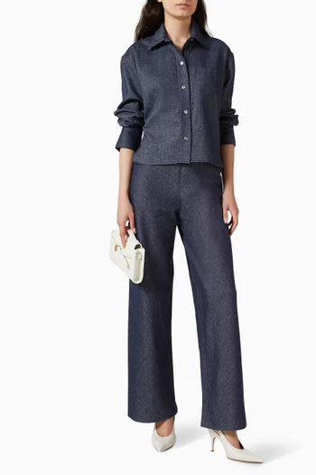 Crop Shirt in Cotton Chambray