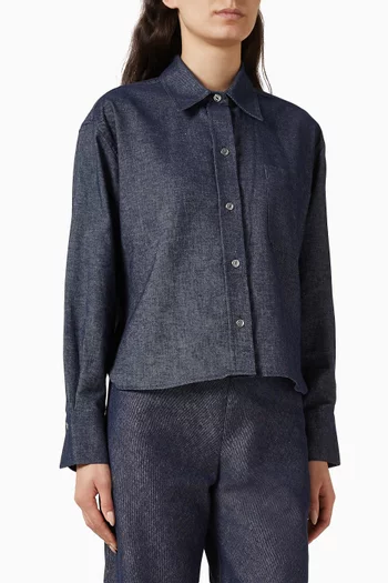 Crop Shirt in Cotton Chambray