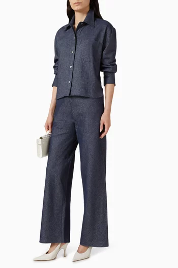 Colette High-waist Pants in Cotton Chambray