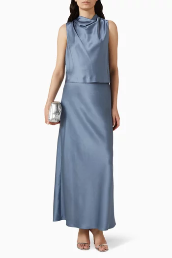 Crop Cowl-neck Top in Satin