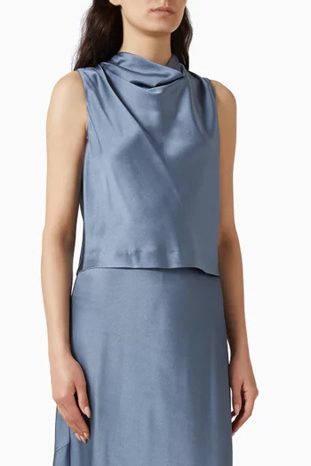 Crop Cowl-neck Top in Satin