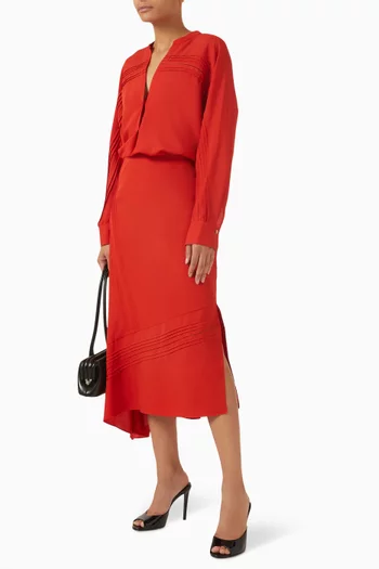 Pintuck Slip Skirt in Satin