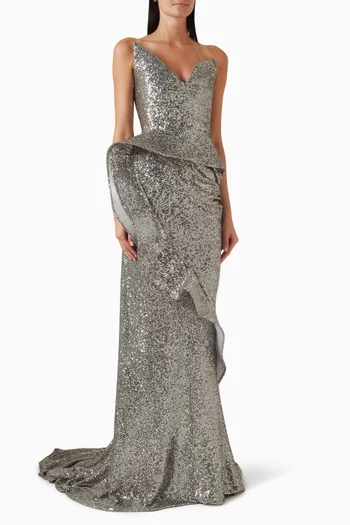 Glorious Sequin Strapless Gown