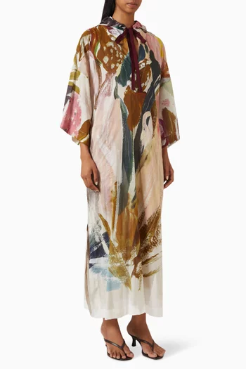 Stratos Printed Kaftan in Cotton Voile