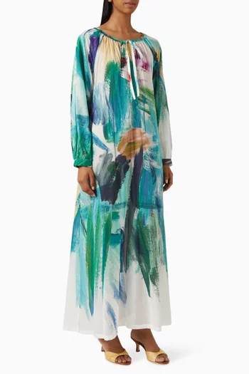 Paros Printed Dress in Cotton Voile
