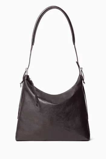 Small Belted Hobo Bag in Smooth Leather