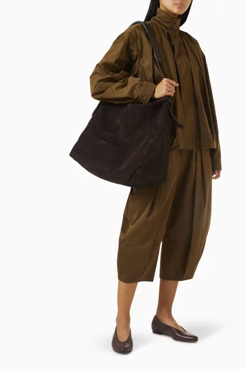 Belted Hobo Bag in Suede