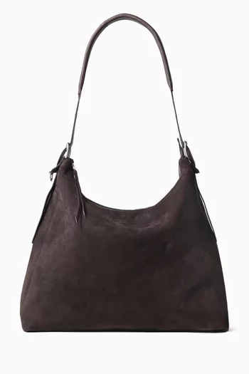 Belted Hobo Bag in Suede