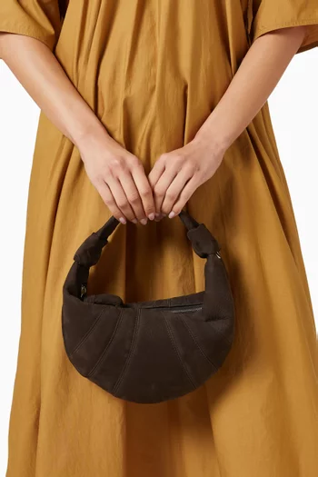 Mini Fortuna Croissant Bag in Suede