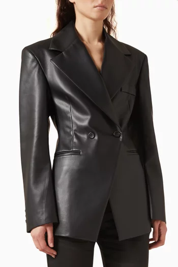 Nangy Cinched Blazer in Faux-leather